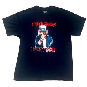 Gildan Chiller Theatre Spooky Uncle Sam I Want You Black T-shirt Size Large